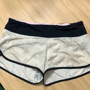 Gray and White Camo Lululemon Speed Shorts LE